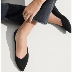 Rothy's Black Flats with Blue Accent